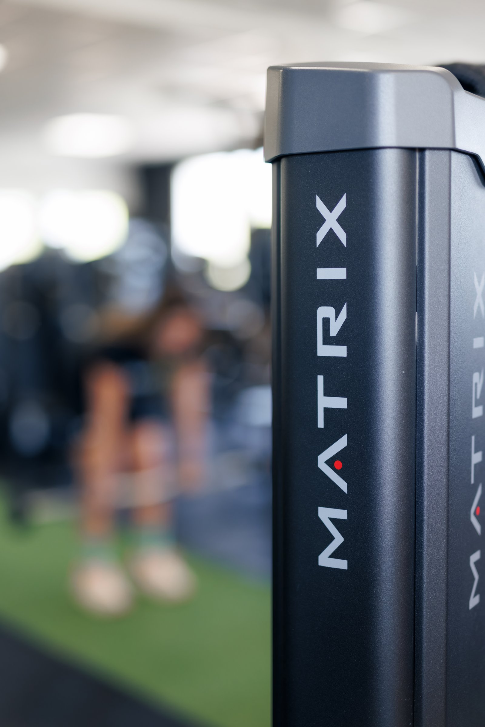 Salle de sport équipée Matrix, vue rapprochée du matériel